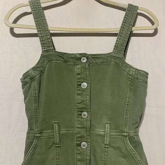 American Eagle Green Button Down Denim Mini Dress - Picture 2 of 8